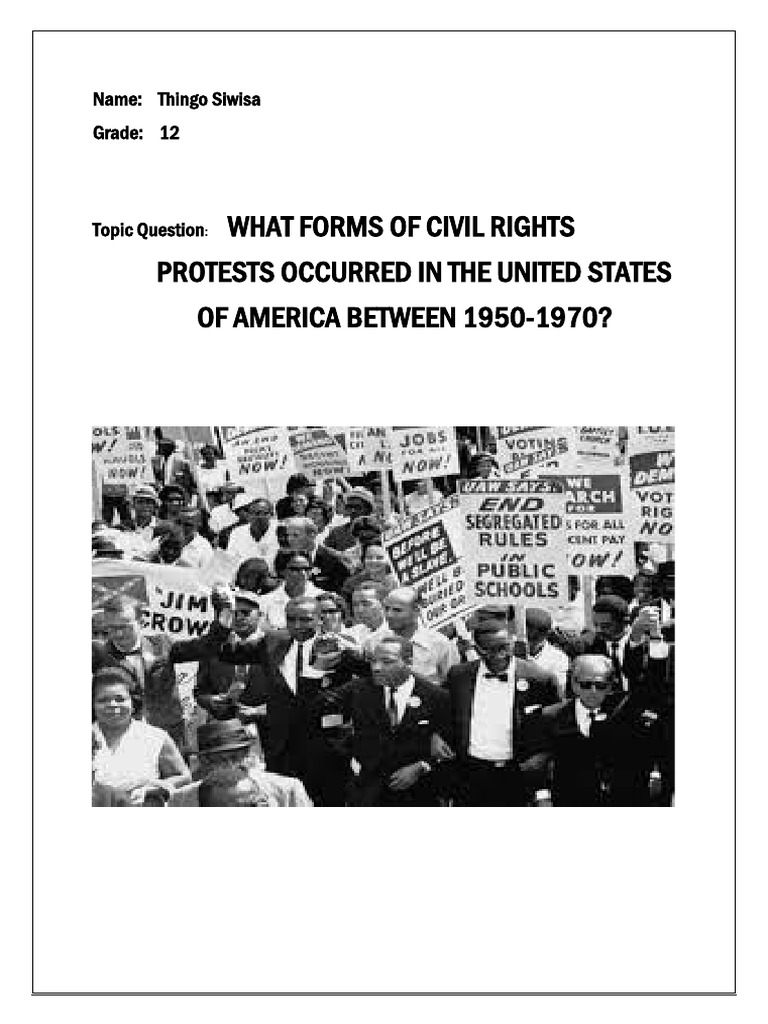 Grade 12 History Research Assignment (US Civil Rights Movement) PDF