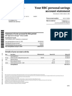 Your RBC Personal Savings Account Statement