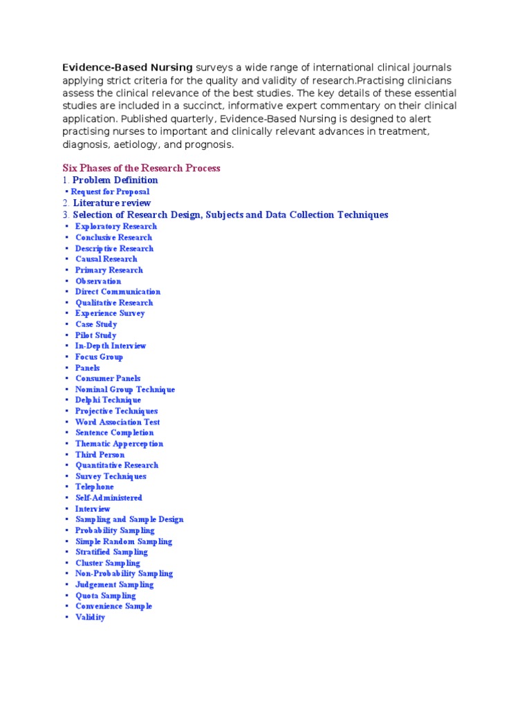 Evidence-Based Nursing Research Process Guide | PDF