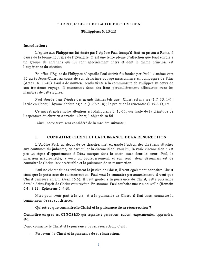 Christ, l'Objet de la Foi Chrétienne | PDF | Jésus | Paul l'apôtre