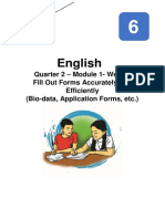English: Quarter 2 - Module 1-Week 1 Fill Out Forms Accurately and Efficiently (Bio-Data, Application Forms, Etc.)