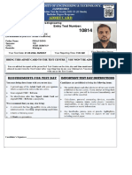 Entry Test Number:: Your Intermediate Group: Pre-Engineering