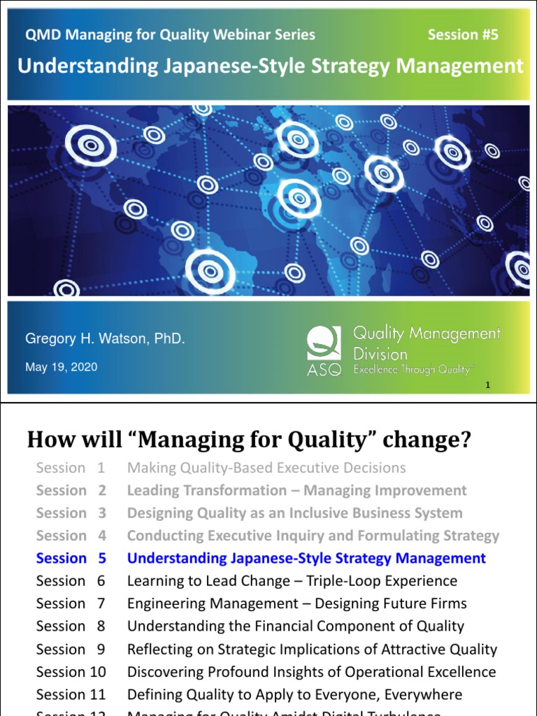 Japanese Style Management Dr. Watson ASQ PDF Scientific Method