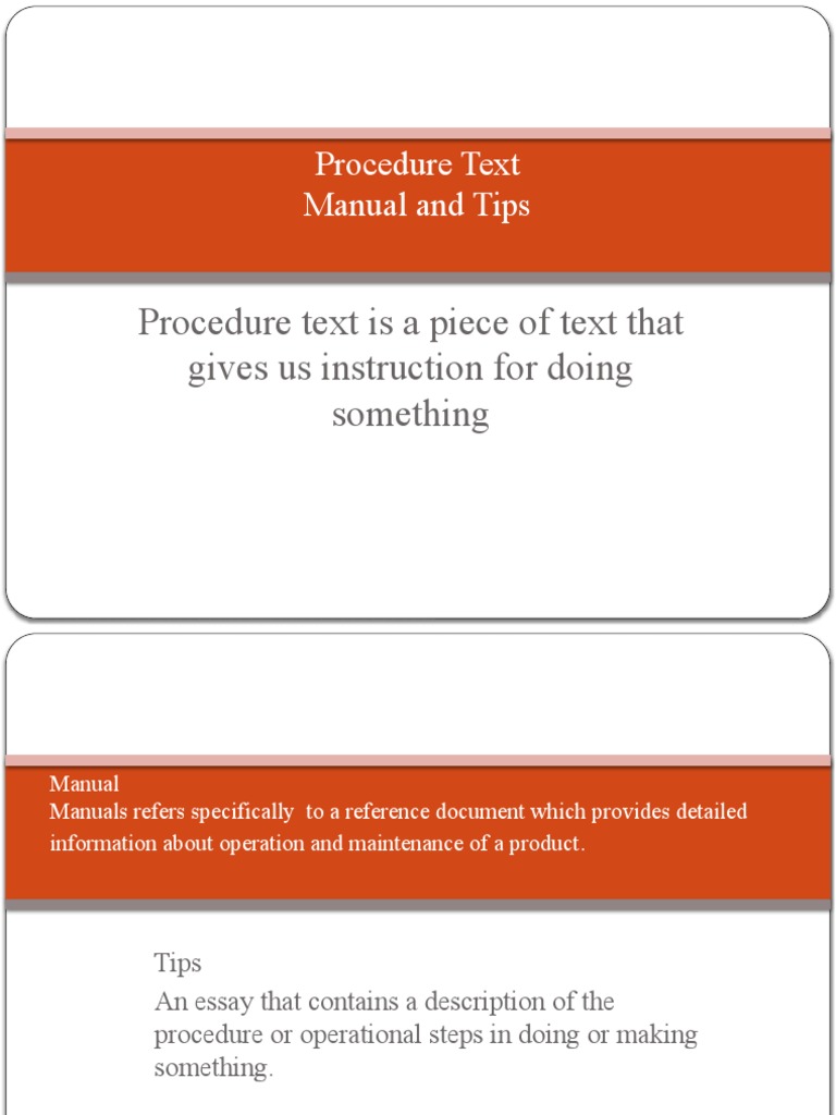 Procedure Text: Manual and Tips Guide | PDF