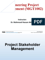 Engineering Project Management (MGT1002) : Instructor: Dr. Mahmood Hassan Akhtar