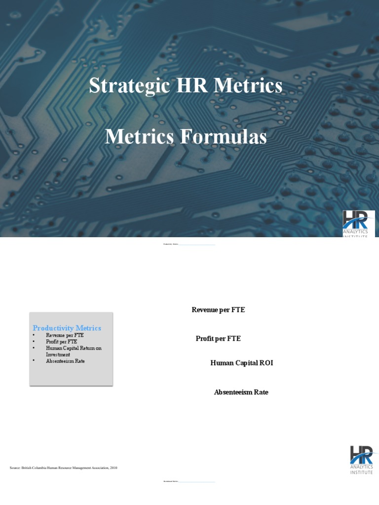 Key HR Metrics and Formulas | PDF | Turnover (Employment) | Human ...