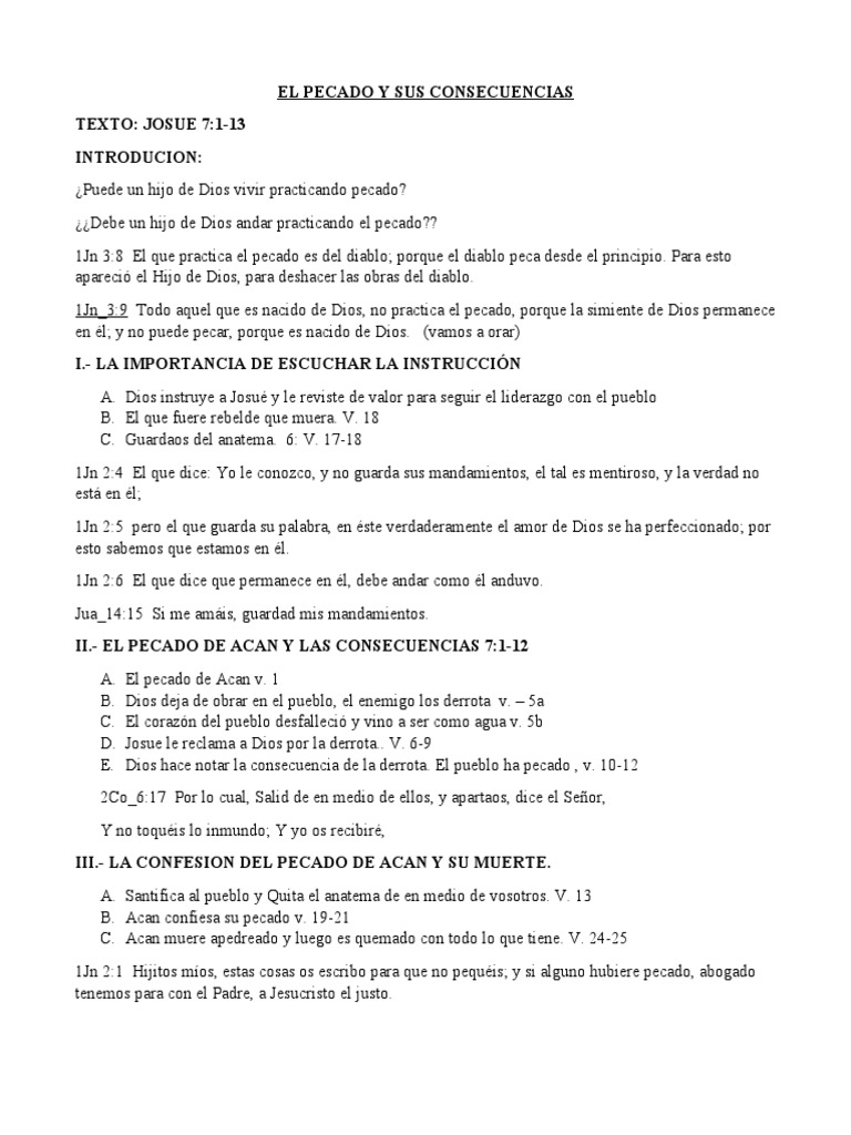 El Pecado y Sus Consecuencias | PDF | Pecado | Creencia y doctrina ...