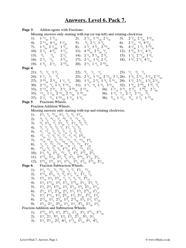 L6 Pack 7 Answers | PDF | Mathematics | Arithmetic