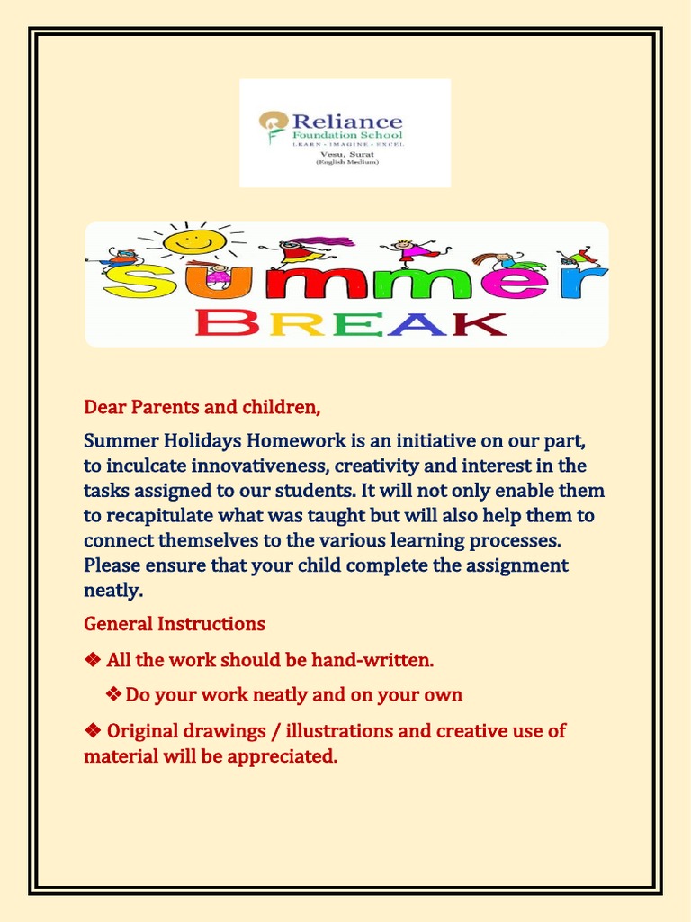 Class 4 Mathematics Holiday Homework - 2022-23 | PDF | Pattern | Cognition