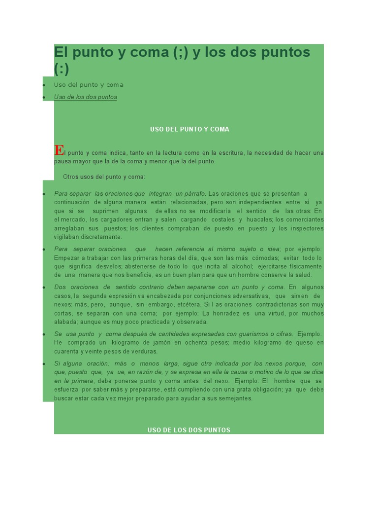 Uso del Punto y Coma en Español | PDF | Alimentos | Cocina