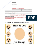 1.-Complete The Face According To How You Feel:: Objetivo: Indicadores de Evaluación