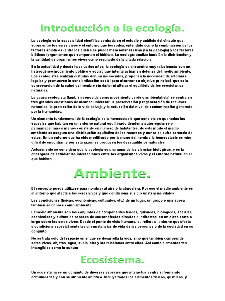 Introducción a la Ecología y Ecosistemas | PDF | Entorno natural ...