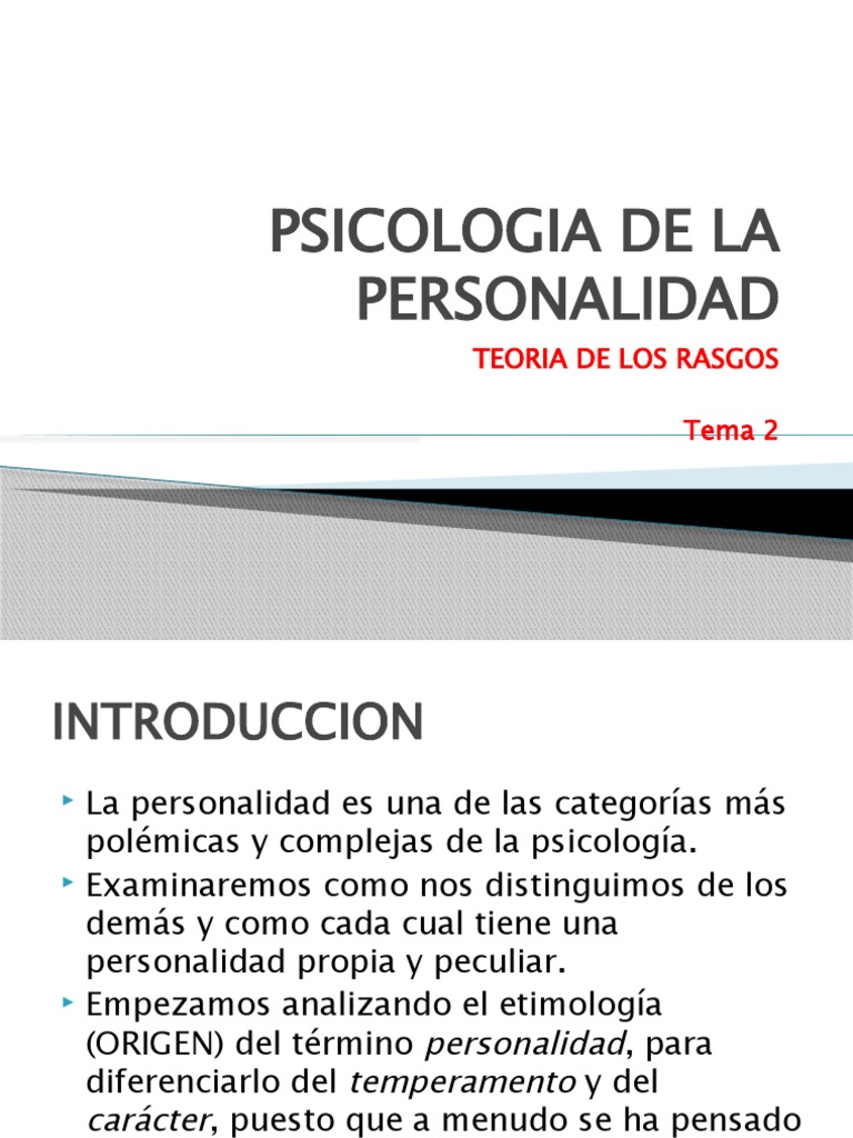 Psicologia de La Personalidad Tema 1 | PDF | Comportamiento | Temperamento