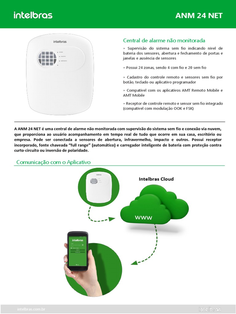 Manual da Central de Alarme ANM 24 NET | PDF | Sem fio | Fonte de energia