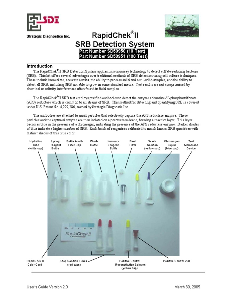 Rapidchek Ii SRB Detection System: Part Number Sd50950 (10 Test) Part ...