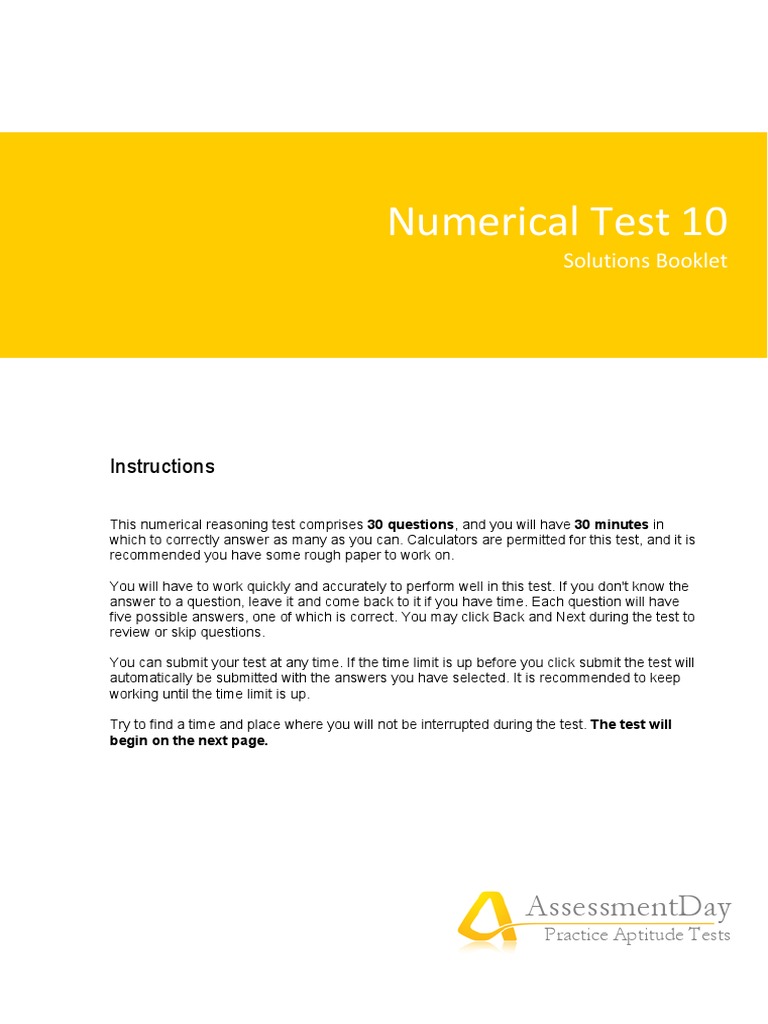 Numerical Test 10: Assessmentday | PDF | Dividend | Net Income