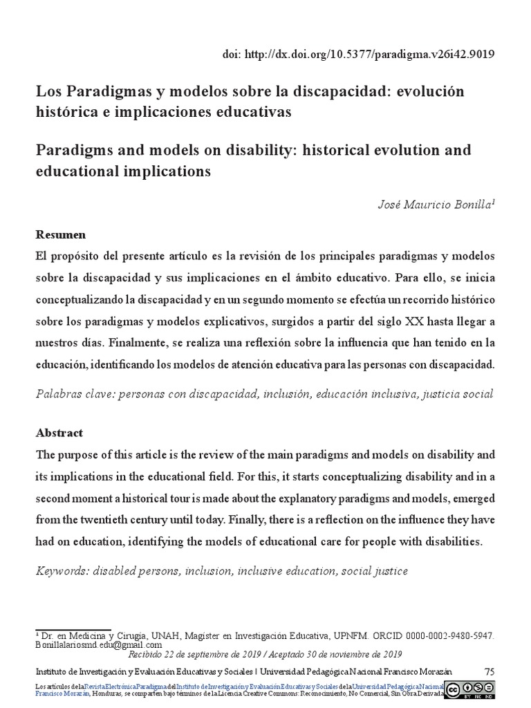 Paradigmas de la Discapacidad en Educación | PDF | Invalidez ...