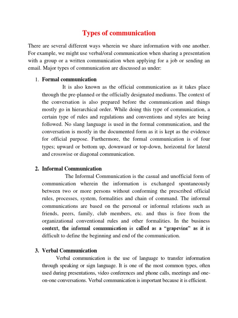 Types of Communication | PDF | Communication | Nonverbal Communication