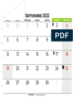 Calendario Septiembre 2022 para Imprimir Chile