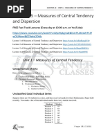 Revision Notes - Measures of Central Tendency and Dispersion