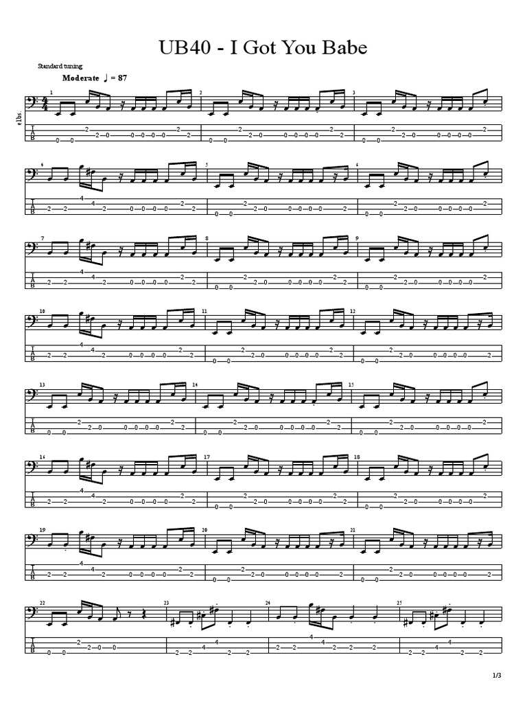 UB40 - I Got You Babe Chords | PDF | Songs Written