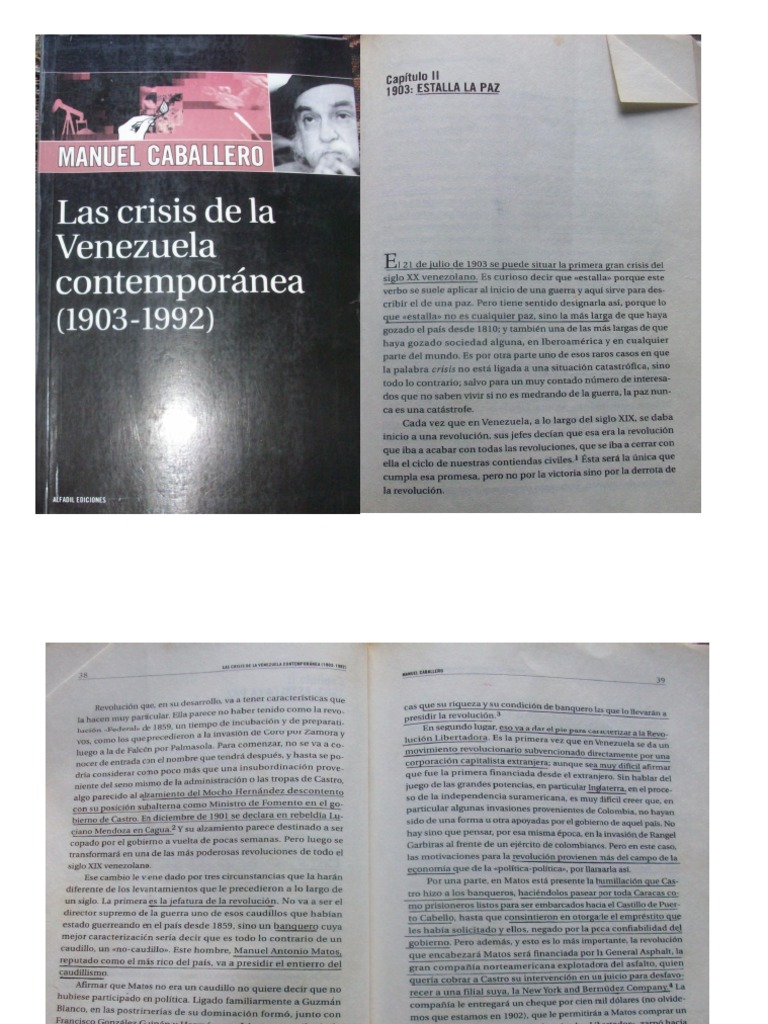 Libro Manuel Caballero. La Crisis de La Venezuela Contemporánea 1903 ...
