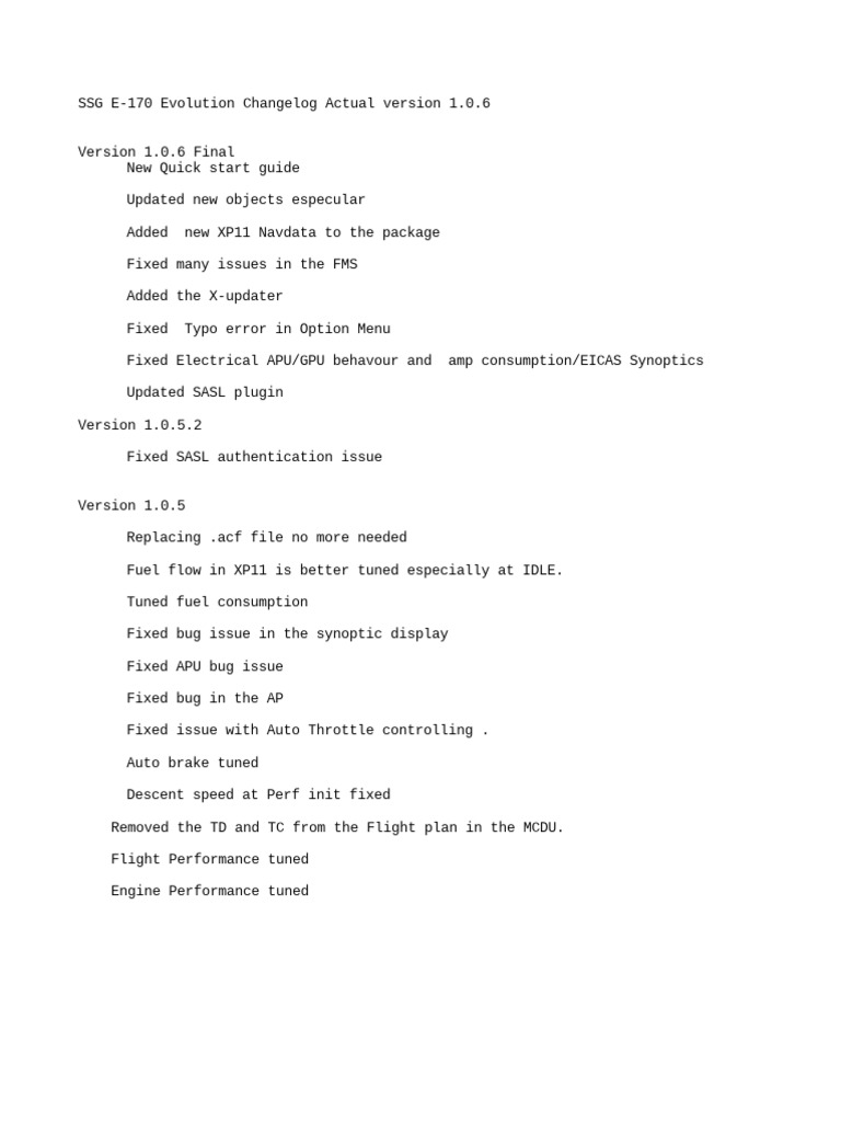 SSG E-170 Change Log | PDF