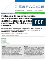 Evaluación de Las Competencias Tecnológicas en Docentes IE Floridablanca - Colombia