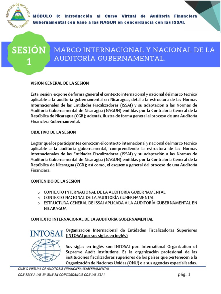 SESION 1 - Marco Internacional y Nacional de La Auditoría Gubernamental ...