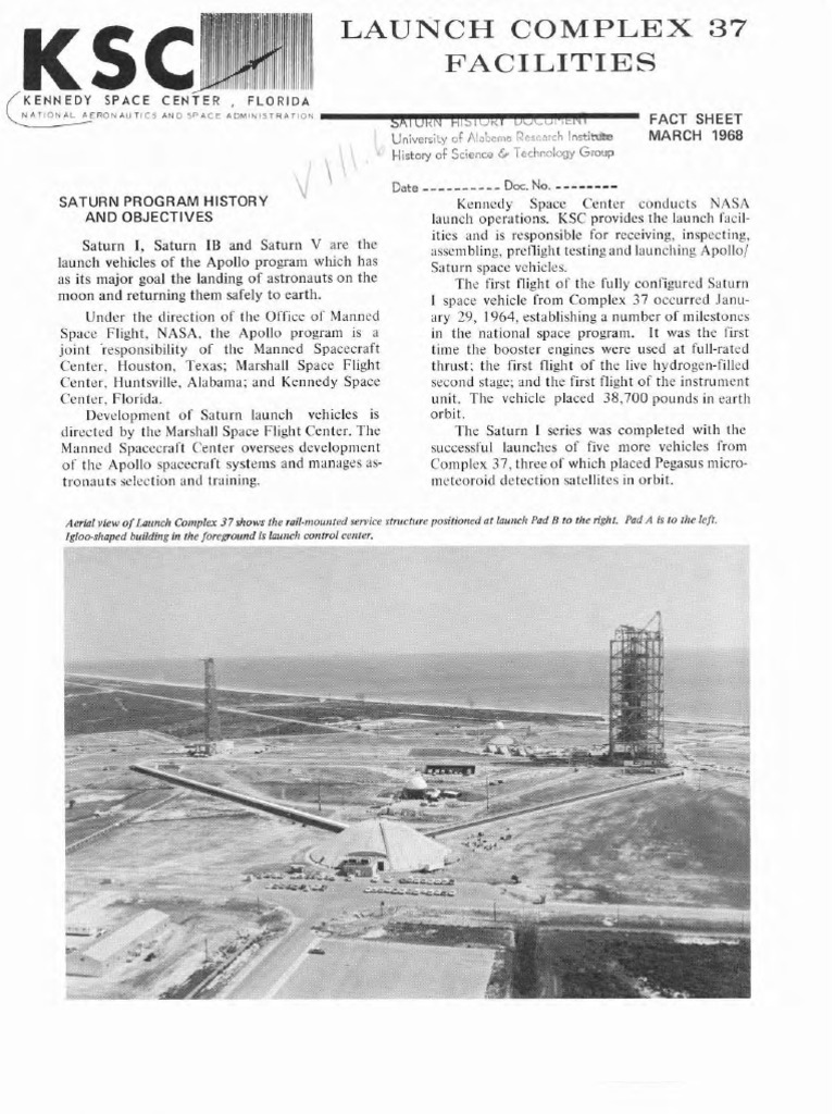 Launch Complex 37 Overview Pdf Kennedy Space Center Saturn Ib 