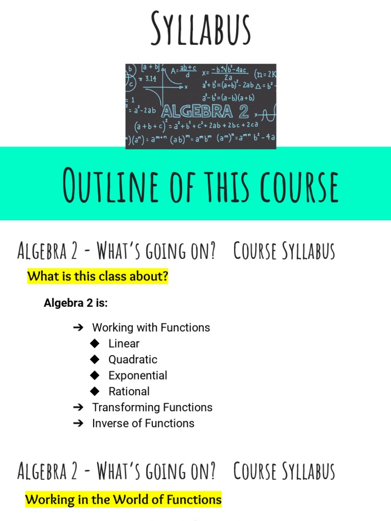 algebra 2 syllabus 202223 PDF Algebra Mathematics