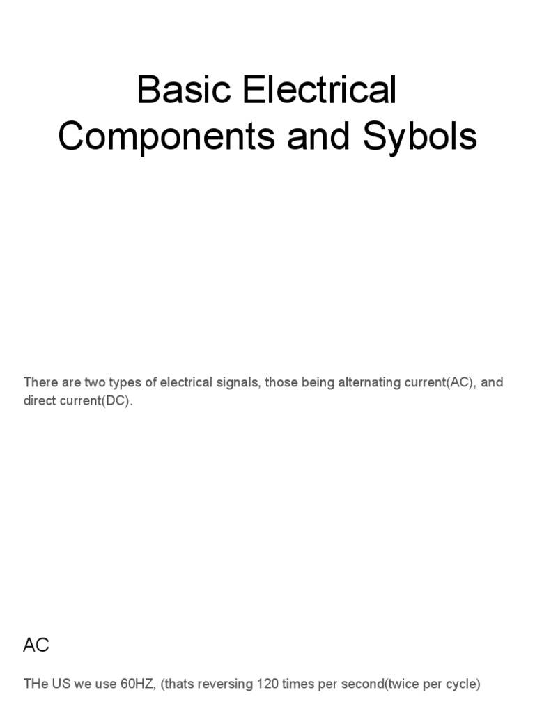 Basic Electrical Components and Sybols PDF