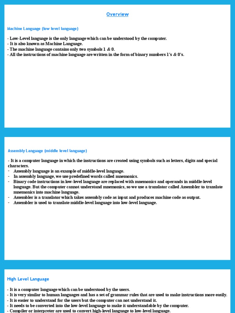 Machine Language (Low Level Language) | PDF | Assembly Language ...