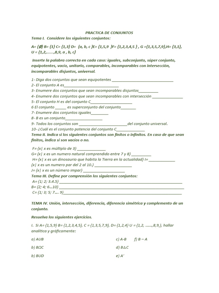 Ejercicios de Conjuntos y Complementos | PDF | Álgebra | Lógica matemática