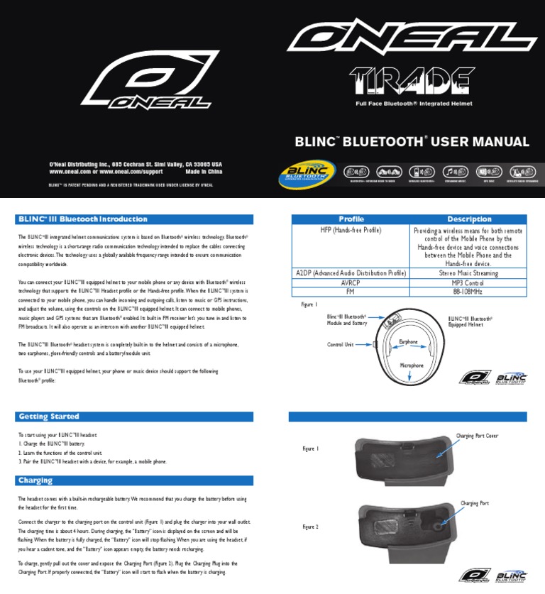 Blinc Bluetooth User Manual Full Face Bluetooth® Integrated Helmet PDF Bluetooth Wireless
