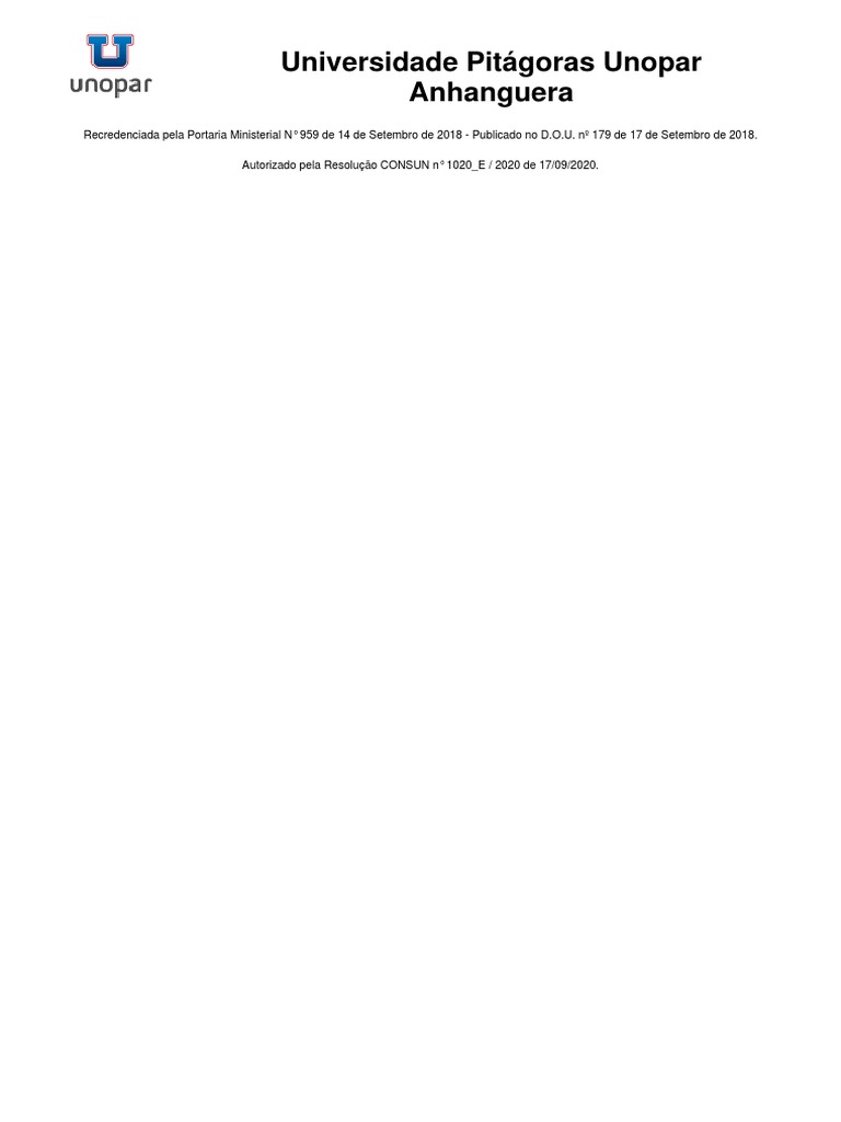 Universidade Pitágoras Unopar Anhanguera | PDF