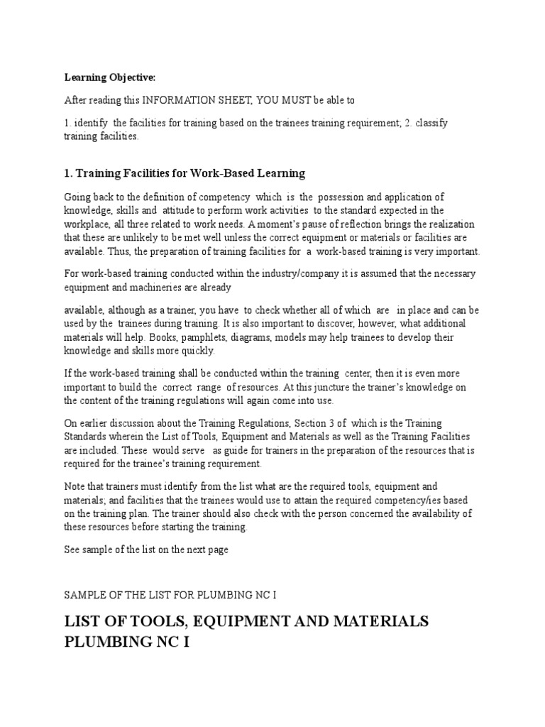 Essential Training Facilities Overview | PDF | Vocational Education ...