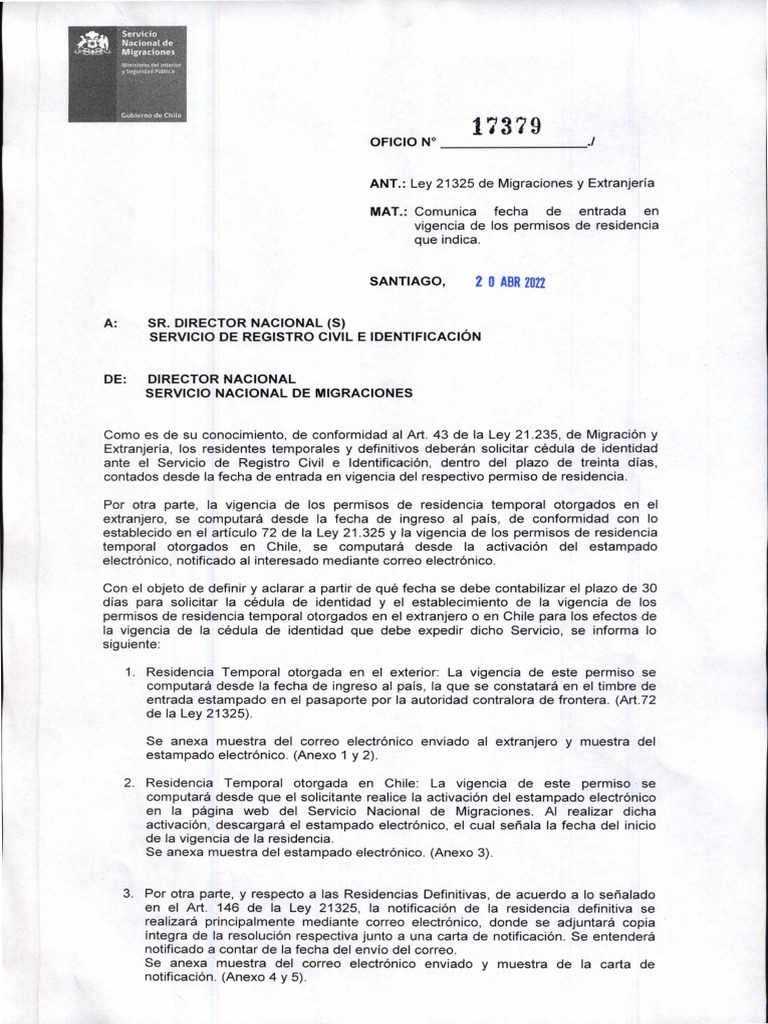 Oficio 17379 20-04-2022 Entrada en Vigencia de PR | PDF | Justicia ...