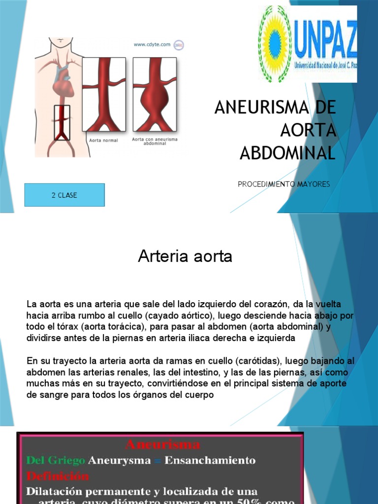 Aneurisma de Aorta Abdominal: Procedimiento Quirúrgico | PDF | Aorta ...