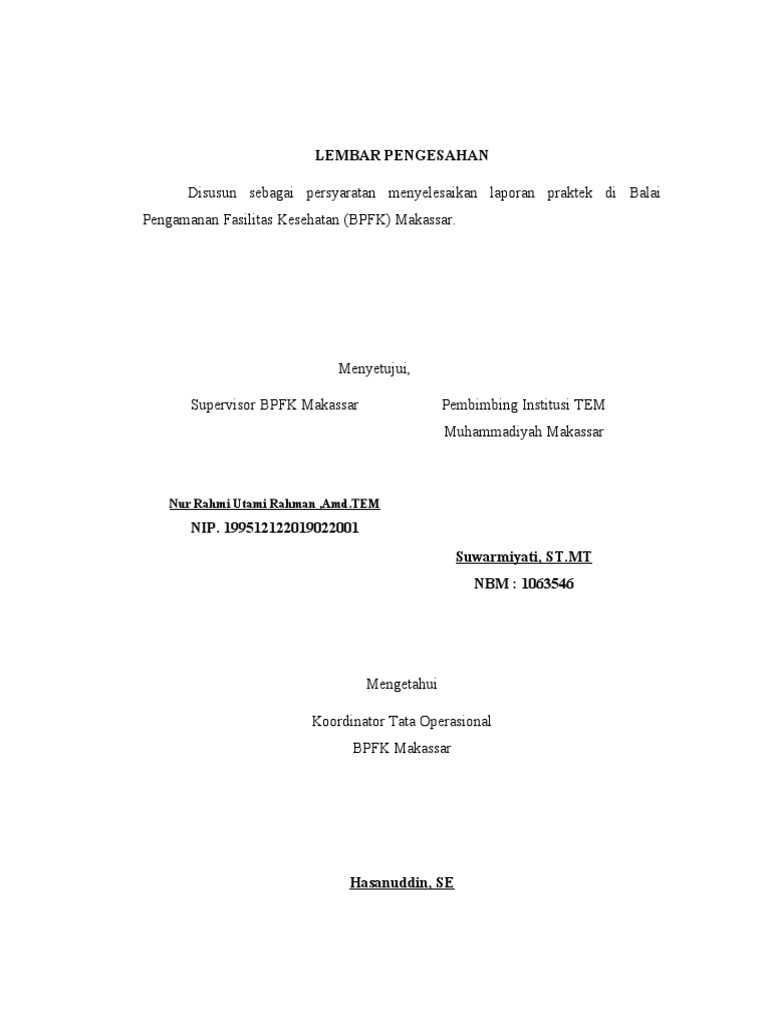 Laporan Praktek BPFK Makassar | PDF