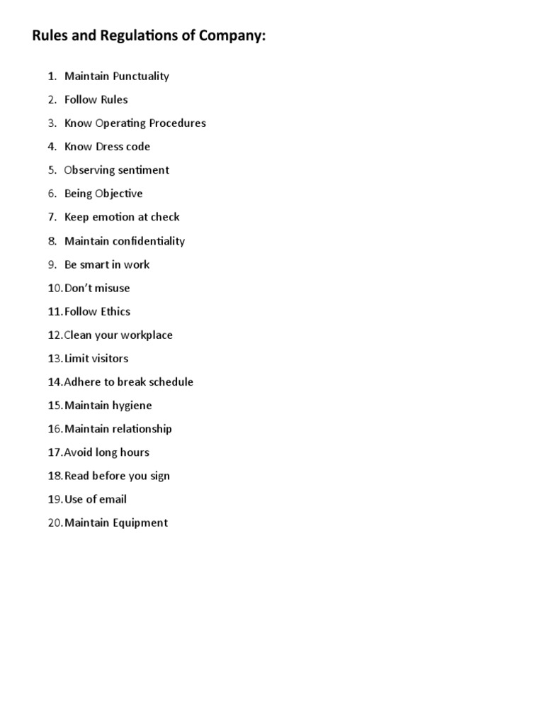 Rules and Regulations of Company | PDF | Business
