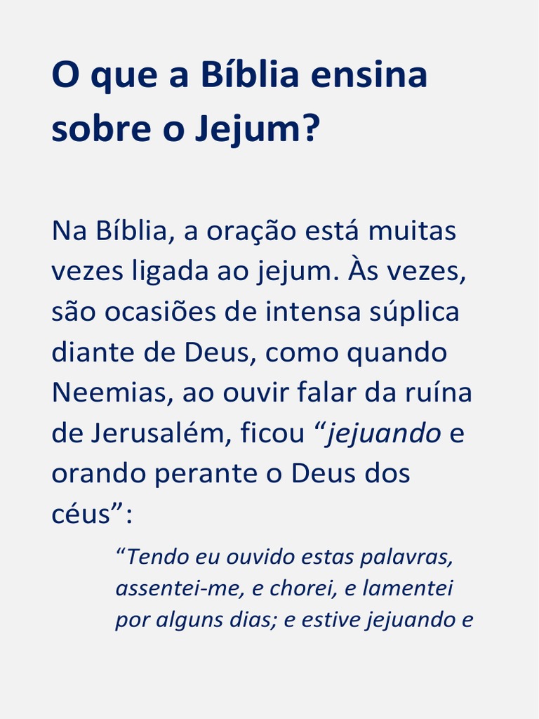 O Que A Bíblia Ensina Sobre O Jejum Pdf Jejum Oração