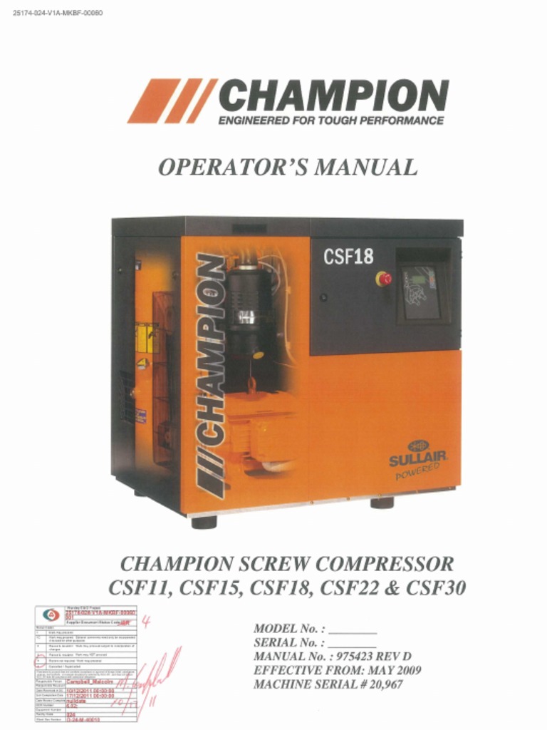 Champion Compressor Manual Overview | PDF | Valve | Duct (Flow)