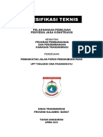 Peningkatan Jalan Poros Penghubung Ruas UPT Tanjung Cina Pasangkayu Spesifikasi Teknis