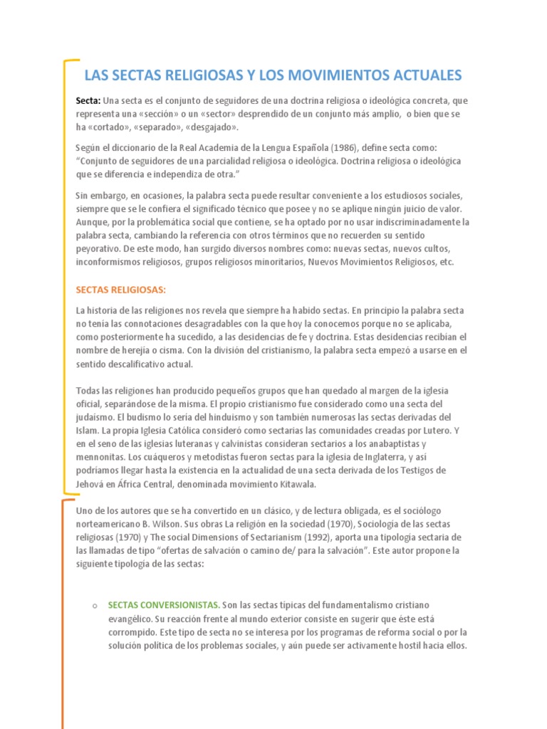 Las Sectas Religiosas y Los Movimientos Actuales [Gp] [Guión] | PDF ...
