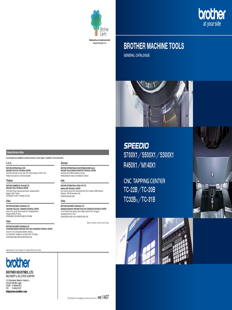 Brother Machine Tools S700X1 S500X1 S300X1 R450X1 M140X1 PDF