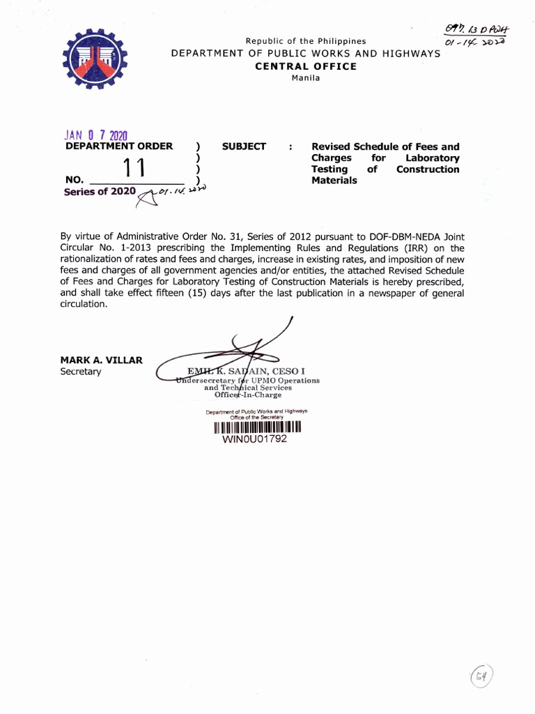 2020 DPWH Department Orders | PDF | Paint | Concrete