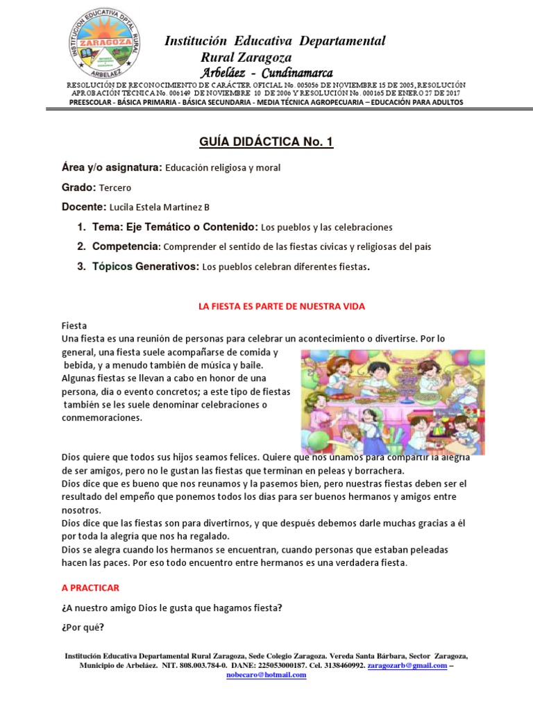 Guia 01 3° Religión | PDF | Educación de la primera infancia
