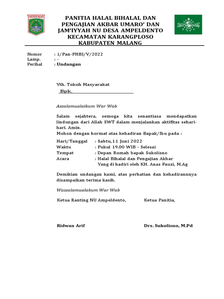 Undangan Pengajian Untuk Jamaah Masjid | PDF
