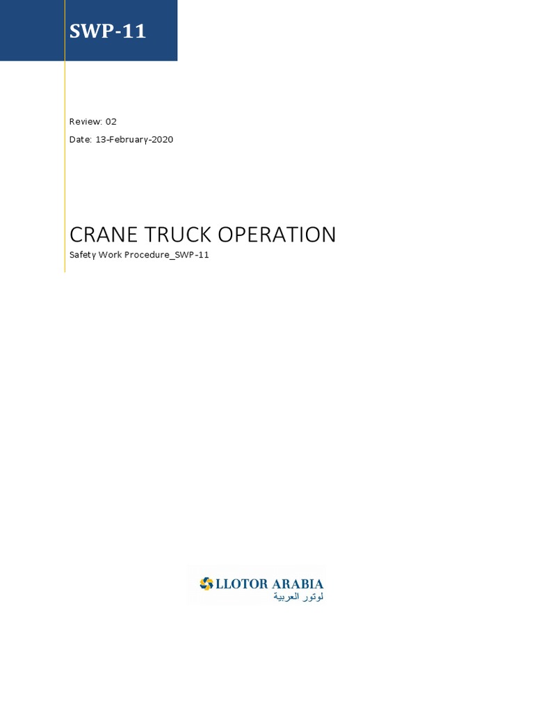 Crane Truck Operation Safety Procedure | PDF | Crane (Machine) | Forklift